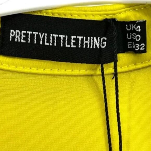 PrettyLittleThing Women's Light Lime Satin Plunge Drape Skirt Shirt Dress - 0 - Picture 4 of 6